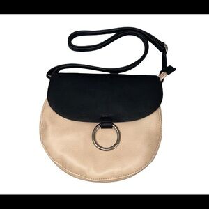 Tan and Black Mini Shoulder Handbag